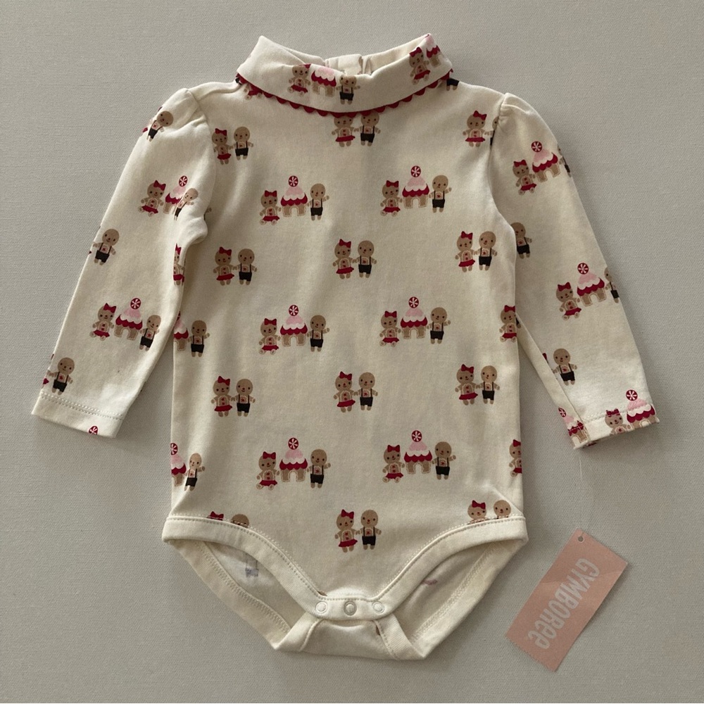 Gymboree Baby Girl 6-12 Months Holiday Christmas Gingerbread Bodysuit